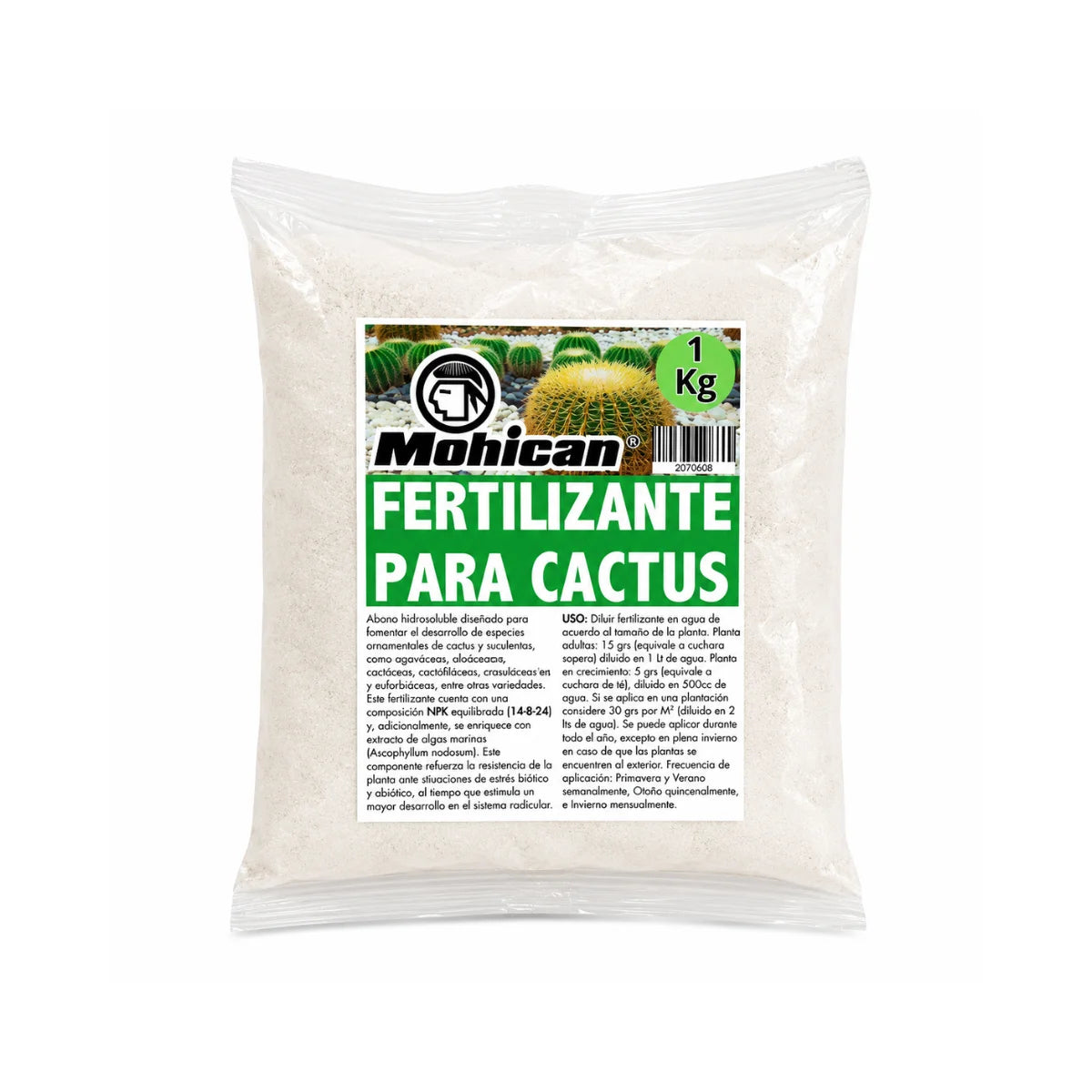 Fertilizante para cactus Mohican NPK 14-8-24 1 kg