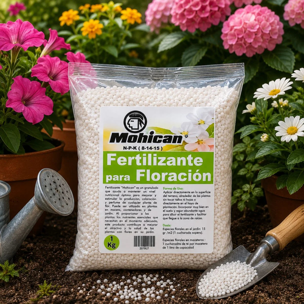 Fertilizante para floración de plantas Mohican NPK 8-14-15 1 kg