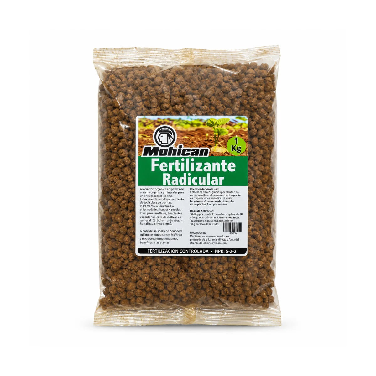 Fertilizante radicular de liberación controlada Mohican 1 kg NPK 10-2-2