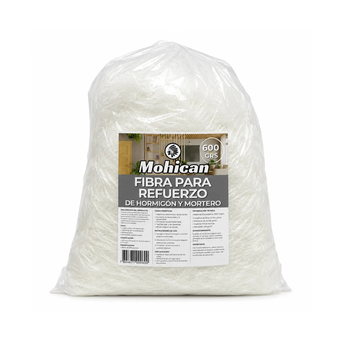 Fibra para Refuerzo de Hormigón y Mortero Mohican 600 g