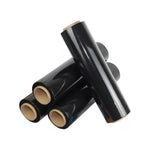 Film stretch negro para embalaje de 20 micras, ancho 50 cm y largo 200 m, ideal para privacidad y protección de pallets.