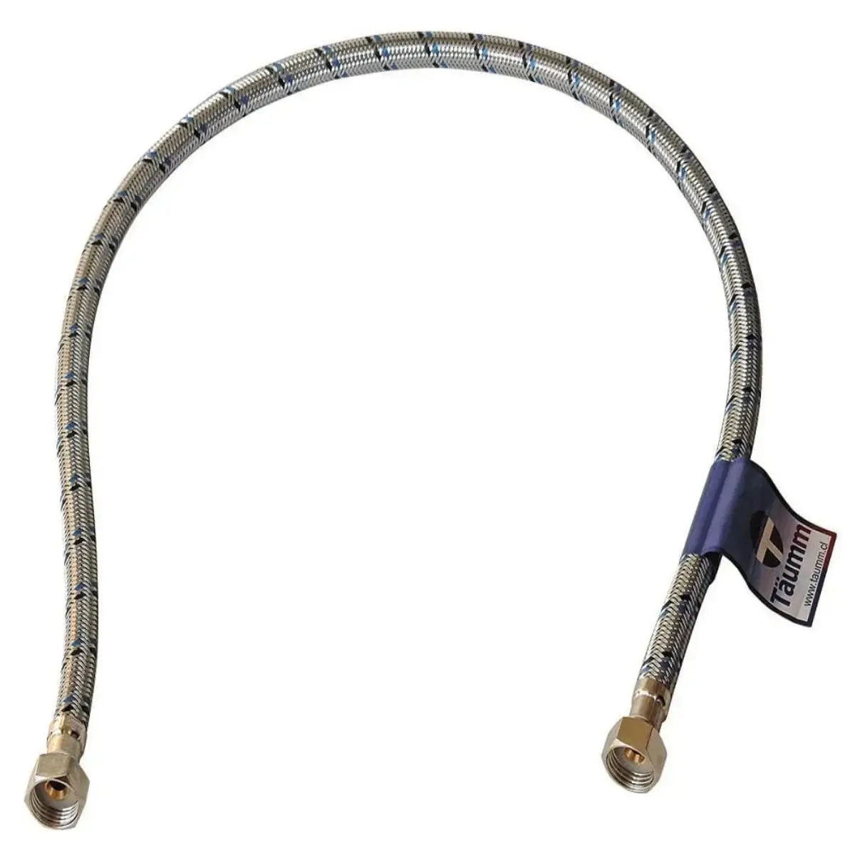 Flexible de agua Taumm de 1/2 pulgada con malla de acero inoxidable.