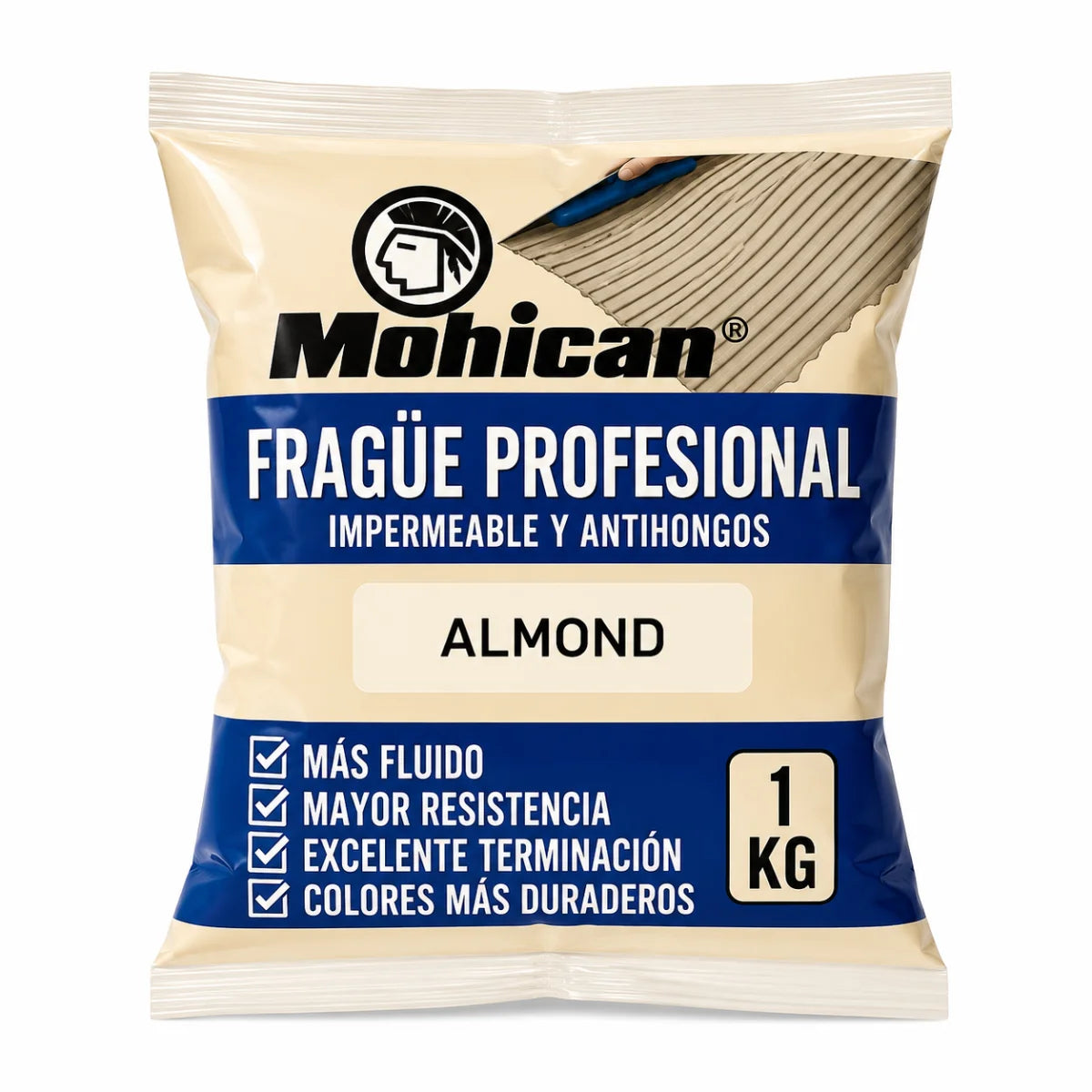Fragüe fluido Mohican de 1 kg impermeable y antihongos para juntas