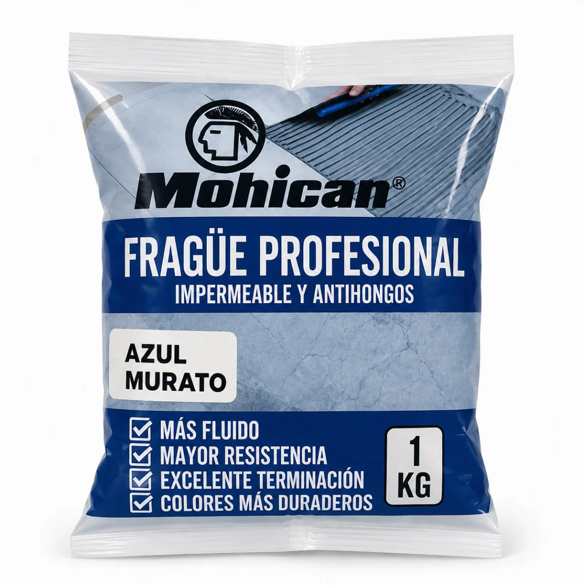 Fragüe fluido Mohican de 1 kg impermeable y antihongos para juntas