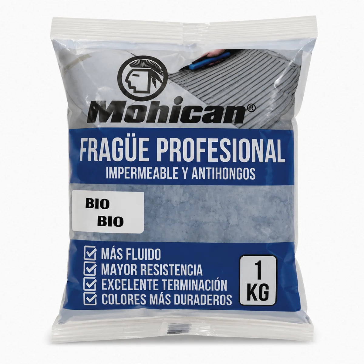 Fragüe fluido Mohican de 1 kg impermeable y antihongos para juntas