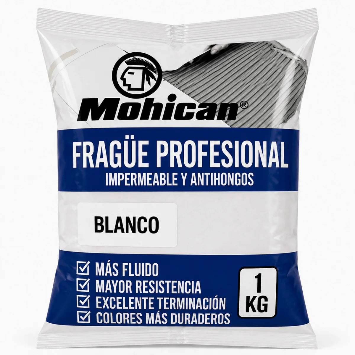 Fragüe fluido Mohican de 1 kg impermeable y antihongos para juntas