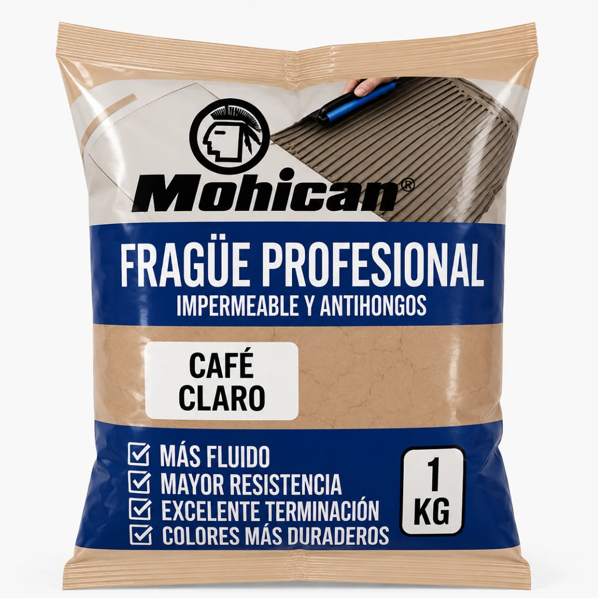 Fragüe fluido Mohican de 1 kg impermeable y antihongos para juntas