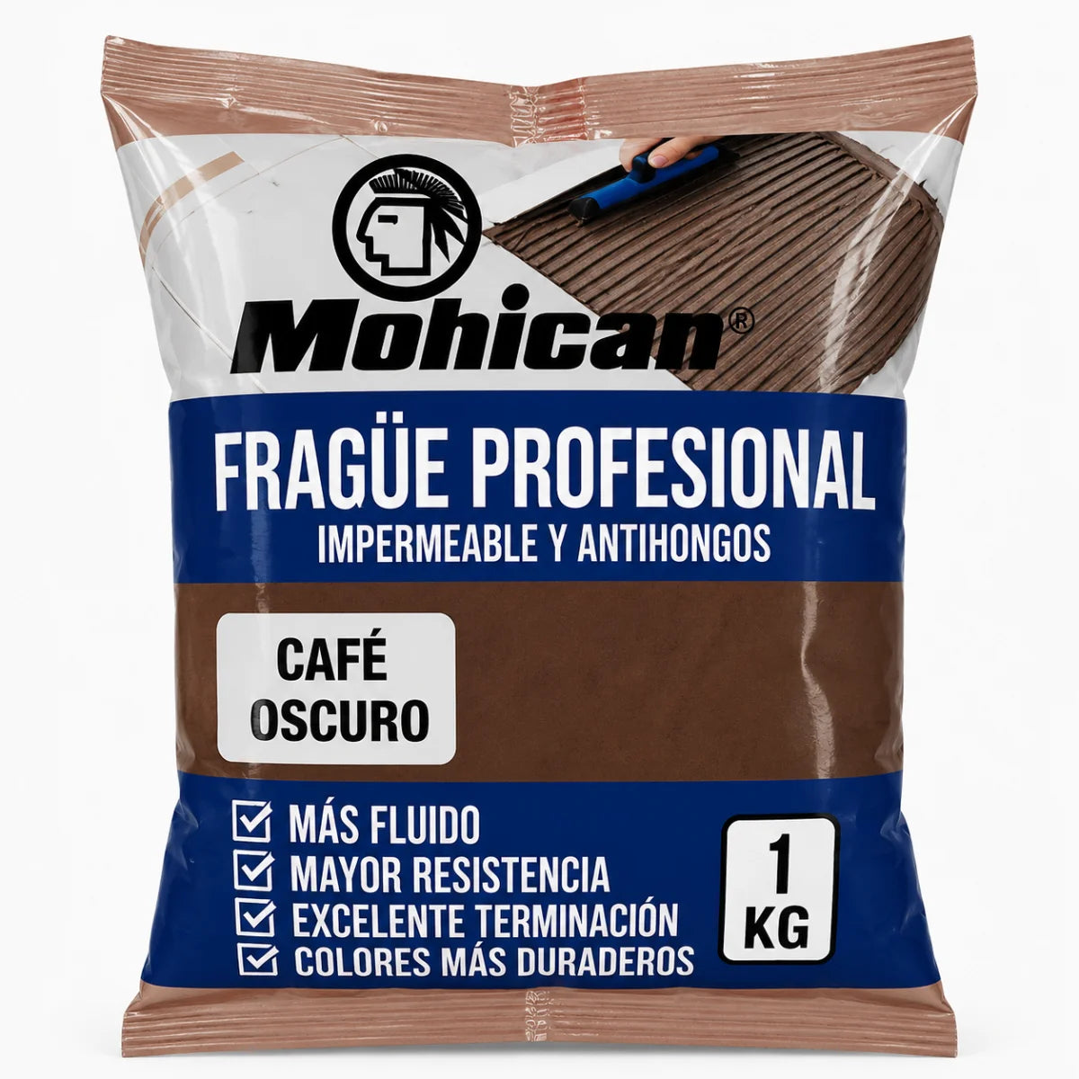 Fragüe fluido Mohican de 1 kg impermeable y antihongos para juntas