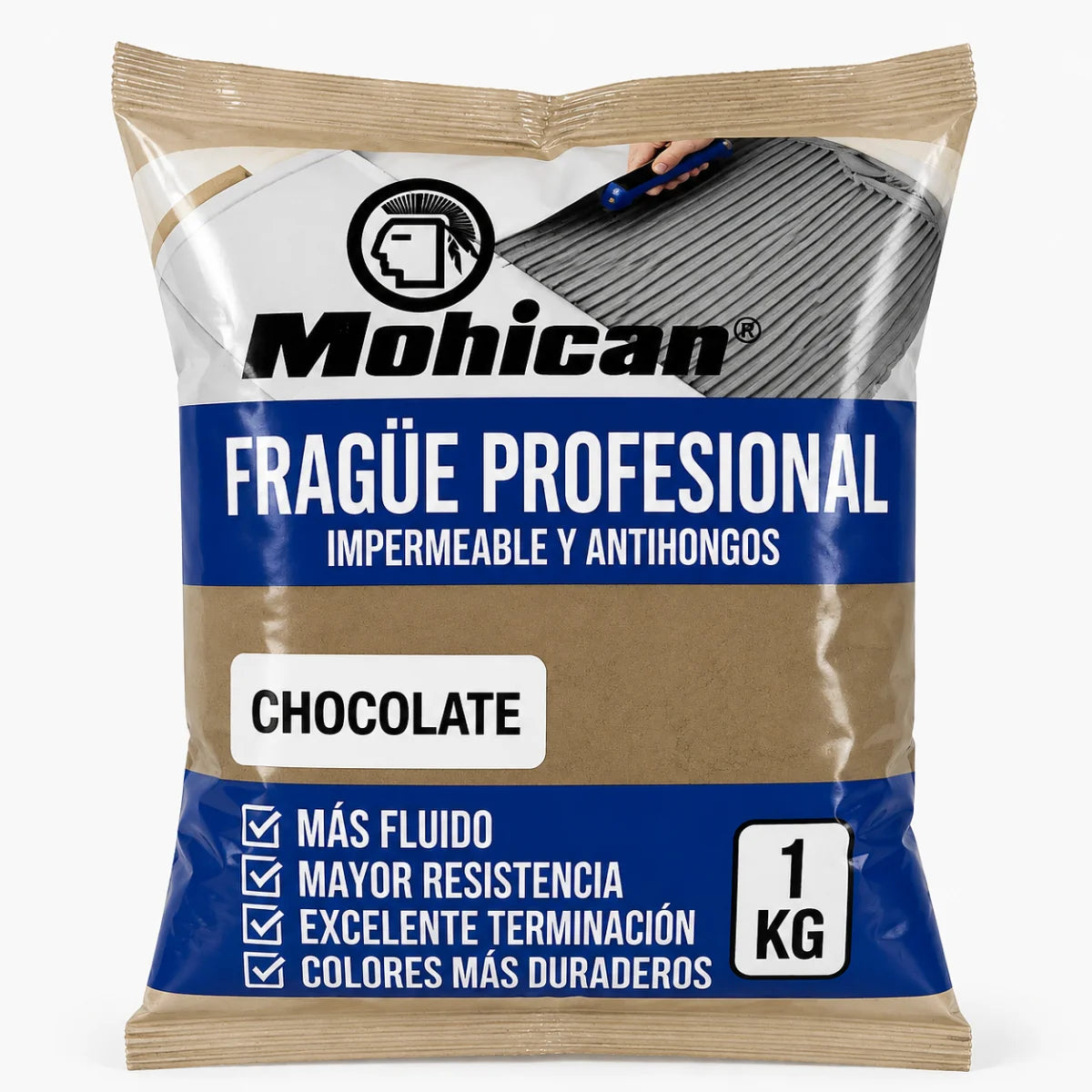 Fragüe fluido Mohican de 1 kg impermeable y antihongos para juntas