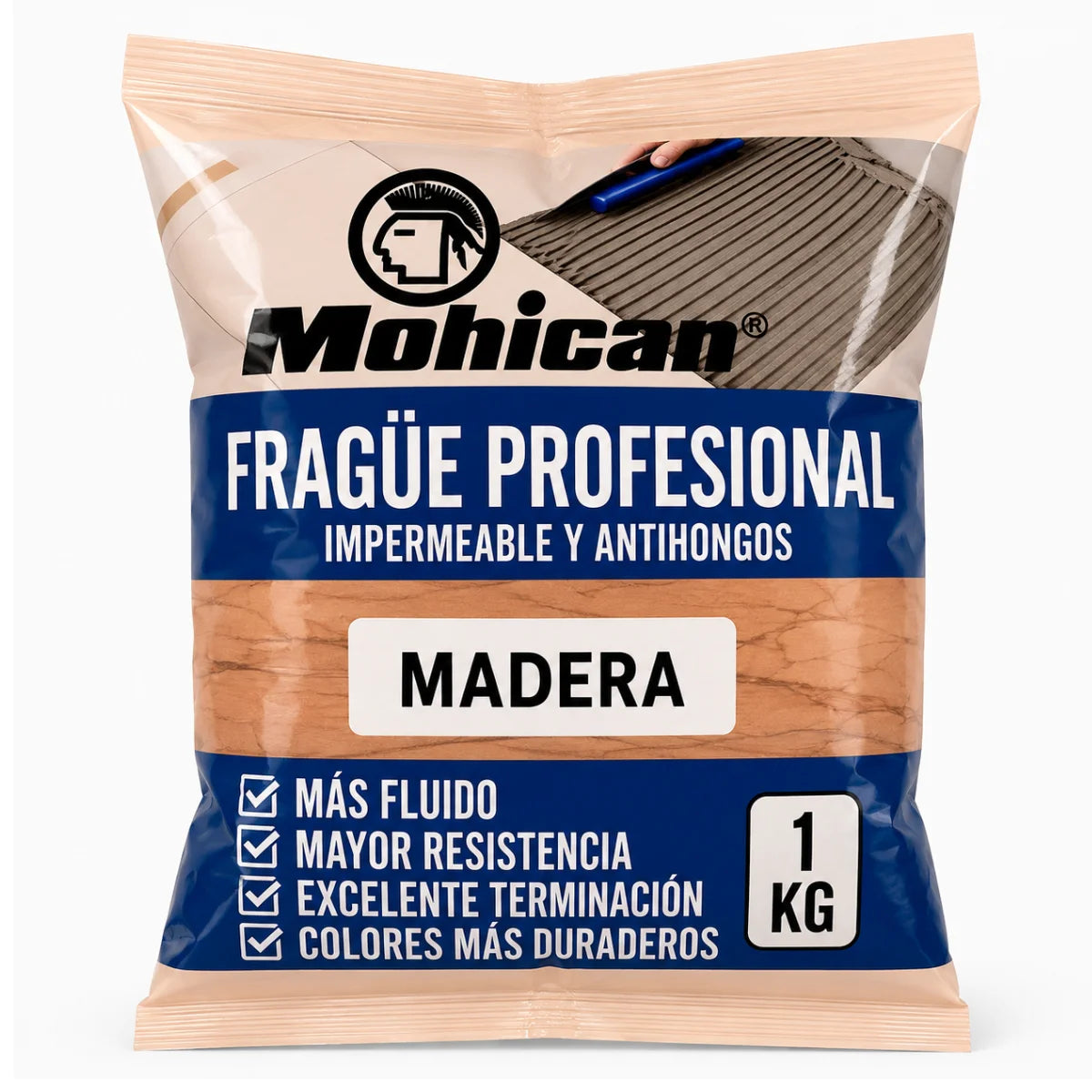 Fragüe fluido Mohican de 1 kg impermeable y antihongos para juntas