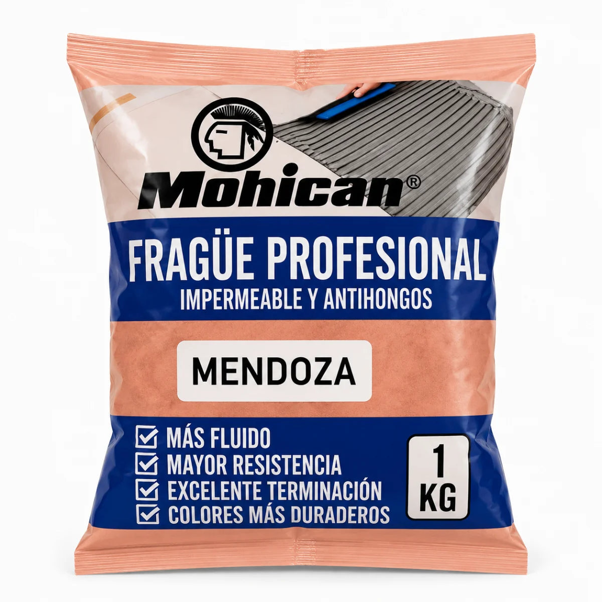 Fragüe fluido Mohican de 1 kg impermeable y antihongos para juntas