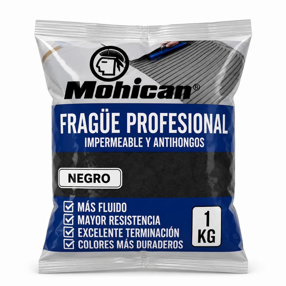 Fragüe fluido Mohican de 1 kg impermeable y antihongos para juntas