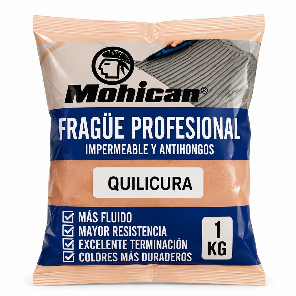 Fragüe fluido Mohican de 1 kg impermeable y antihongos para juntas