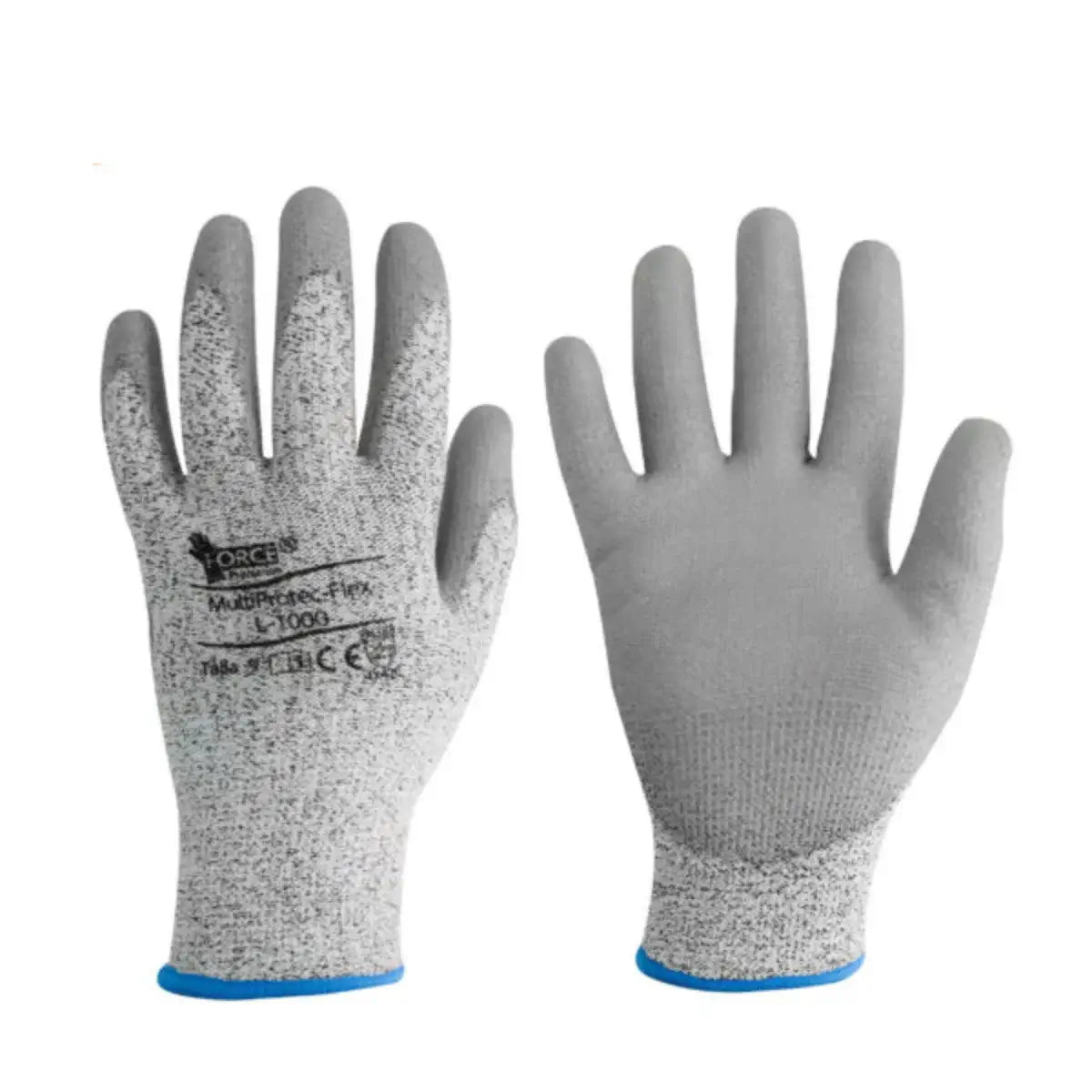 Guante anticortes de trabajo anticorte MultiProtec Flex-1000 gris, apto para pantallas táctiles.