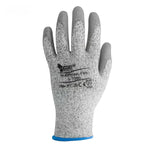 Guante anticortes de trabajo anticorte MultiProtec Flex-1000 gris, apto para pantallas táctiles.