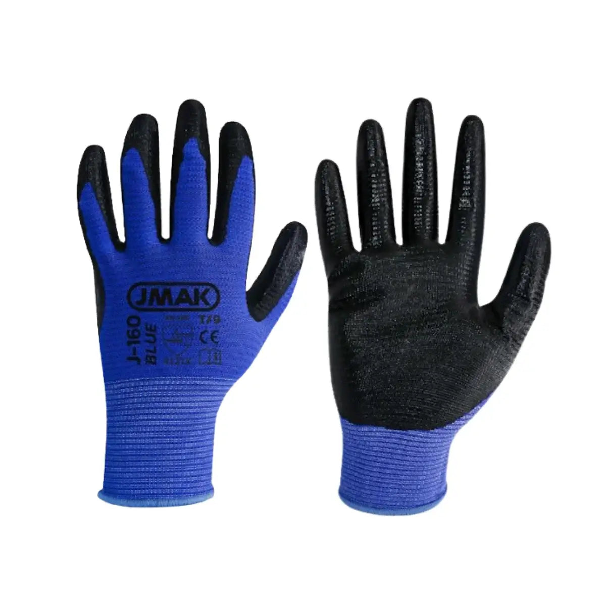Guantes de seguridad Jmak 160 con palma recubierta de nitrilo para agarre antideslizante.