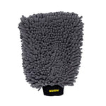 Guante de lavado de microfibra Momo 2 en 1 color gris, manopla suave para carrocería con zona de malla para remover suciedad en el lavado de autos.