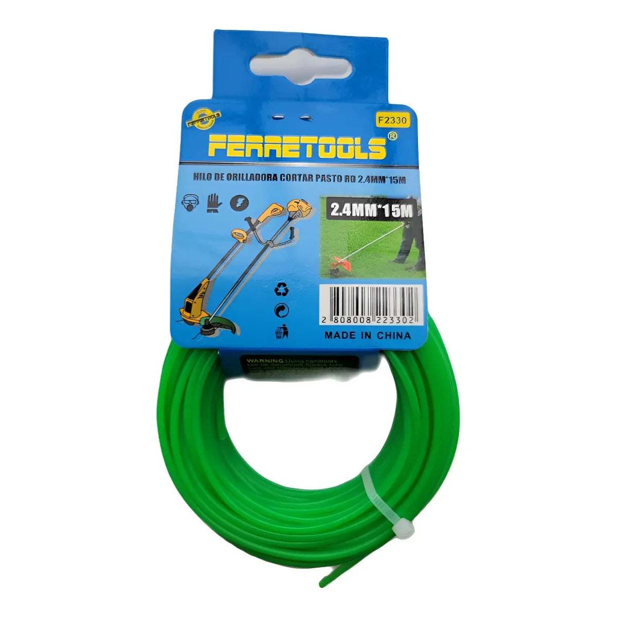 Rollo de hilo de nylon de 2.4mm x 15 metros para orilladora.