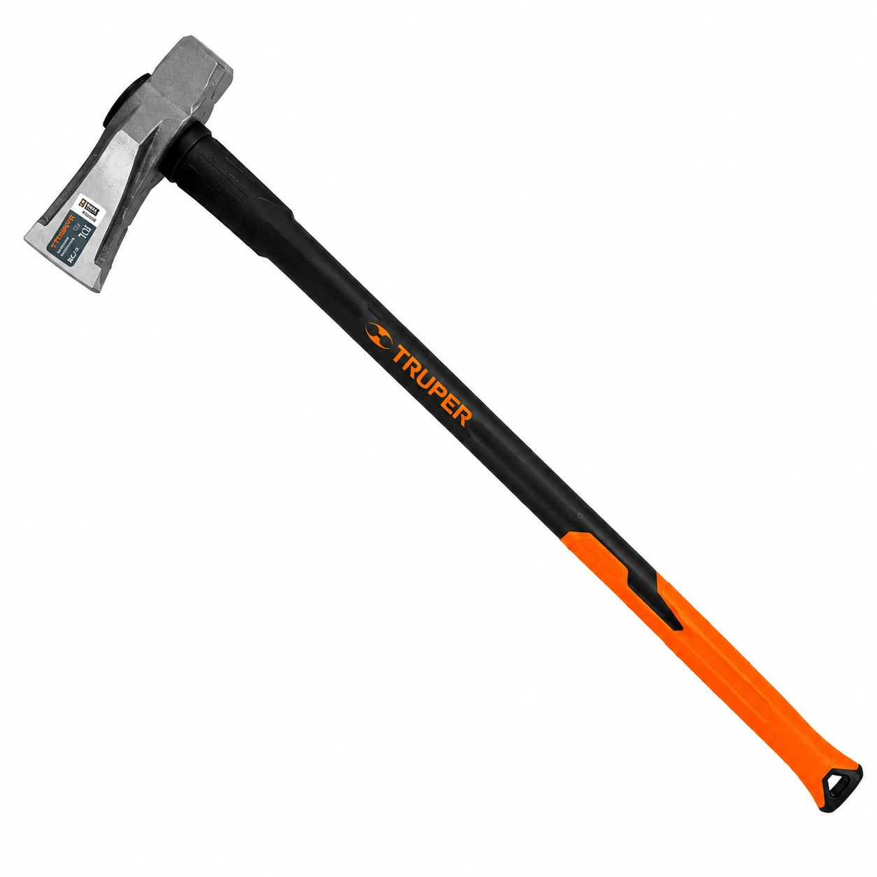 Hacha profesional Truper TJR-8FX de 8 libras para rajar madera con mango de fibra de vidrio de 91 cm de largo.