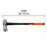 Hacha profesional Truper TJR-8FX de 8 libras para rajar madera con mango de fibra de vidrio de 91 cm de largo.