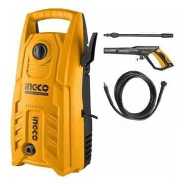 Hidrolavadora eléctrica Ingco HPWR14008 de 130 bares de presión, equipo potente para limpieza profesional de exteriores, vehículos y superficies duras.