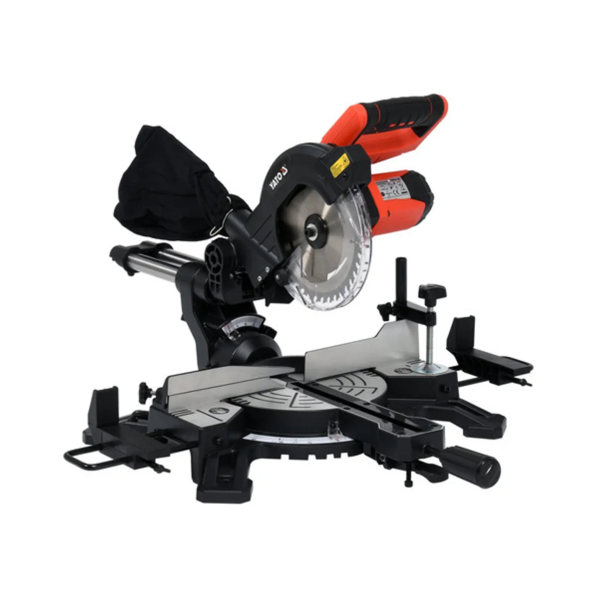 Sierra ingletadora inalámbrica marca Yato 18V, telescópica, modelo YT-82816 con guía láser y disco de 185mm.
