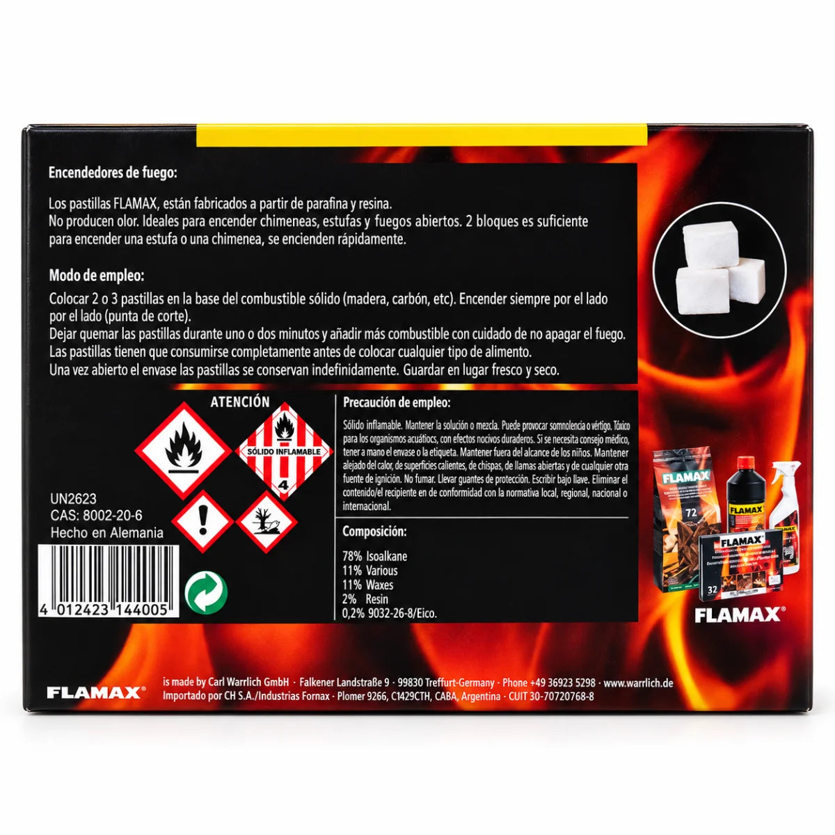 Iniciadores de fuego Flamax para parrilla 24 unidades