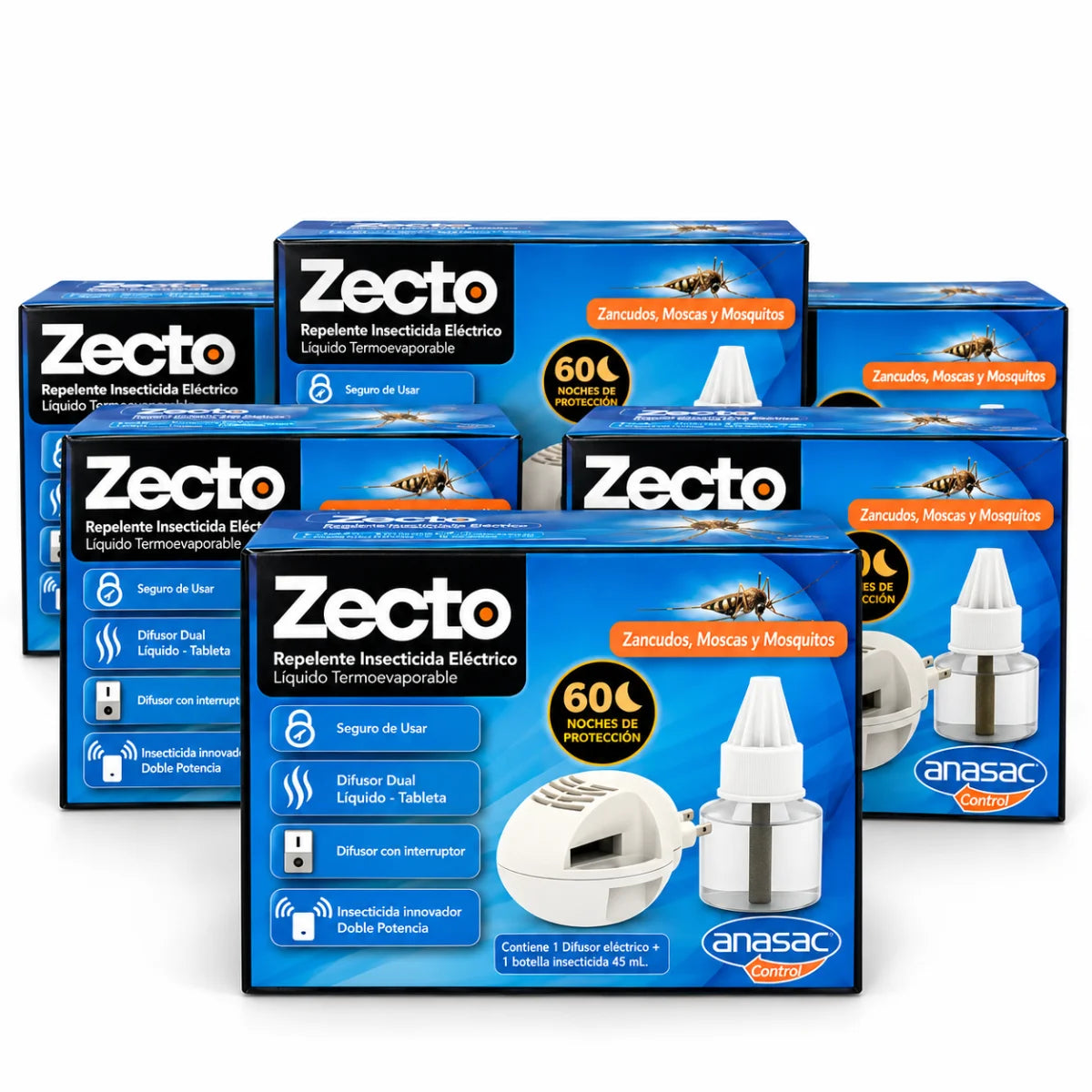 Pack 6 recargas Zecto insecticida líquido para difusor eléctrico