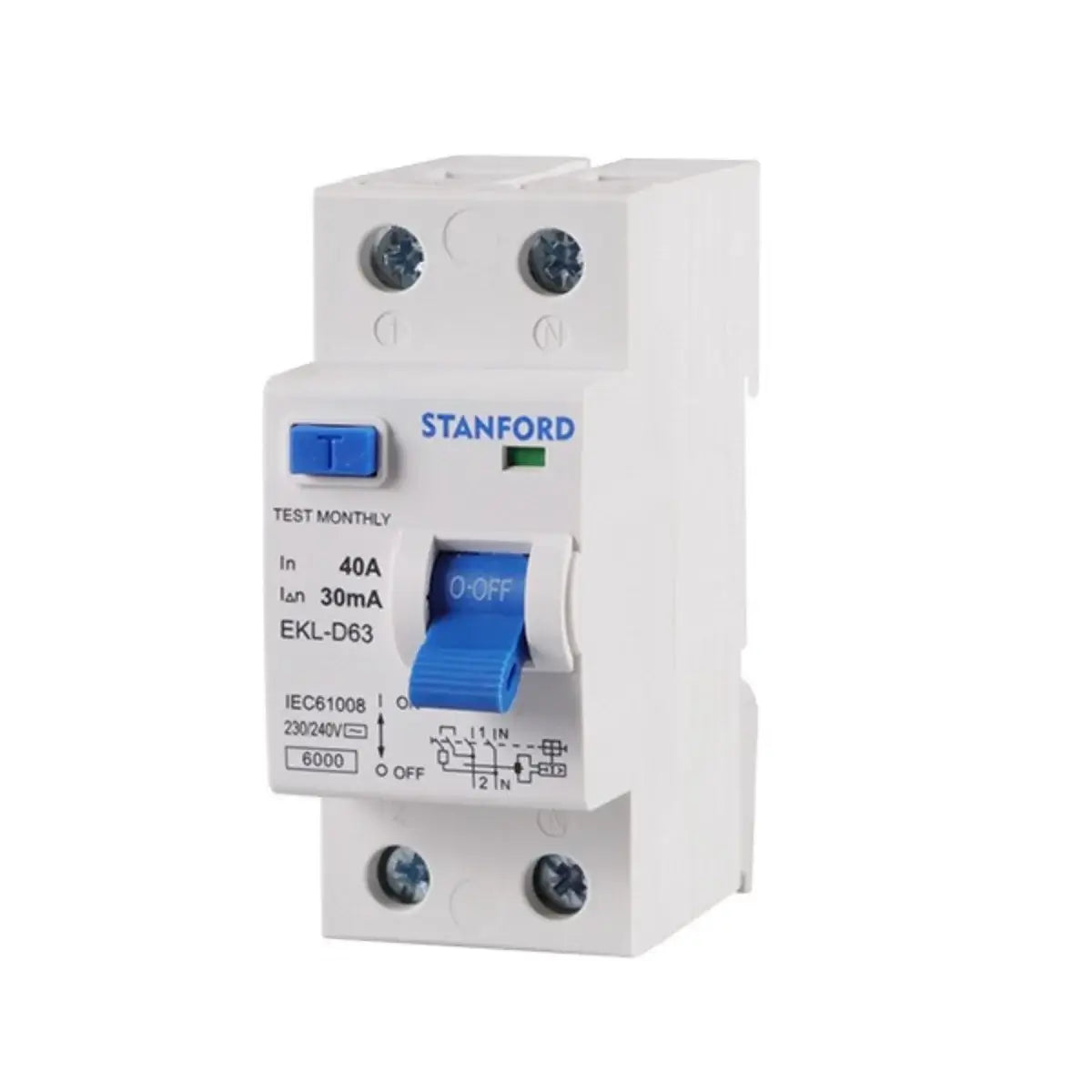 Interruptor diferencial de 2 polos, 40A y 30mA de la marca Stanford