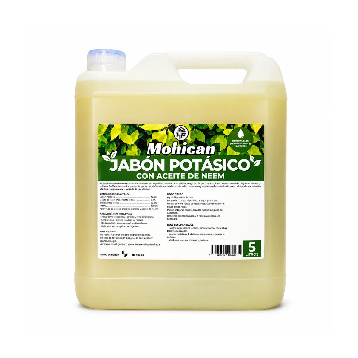 Jabón potásico líquido con aceite de neem Mohican bidón 5 litros