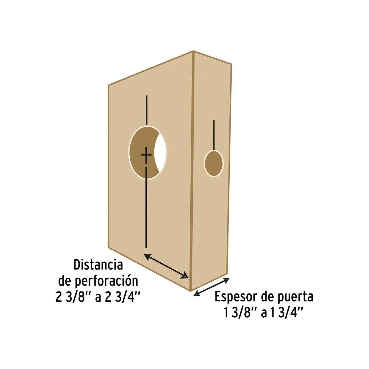 Kit de instalación de cerraduras Pretul con sierra copa de acero al carbono y plantilla ajustable para puertas de 35mm a 45mm.