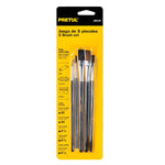 Juego de pinceles Pretul para óleo, acrílico y acuarela, incluye 5 piezas de cerda natural con puntas finas y mango ergonómico.