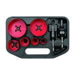 Kit de sierra copa para metal marca Yato modelo YT-3380, fabricado en acero rápido HSS M3, incluye 8 piezas y maletín.