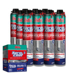 Espuma poliuretano Akfix Thermcoat Caja 12 de 850 ml, aislante de 0.025 W/mK que cumple norma térmica chilena, para aplicaciones de proyección.