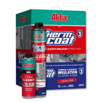Espuma poliuretano Akfix Thermcoat Caja 12 de 850 ml, aislante de 0.025 W/mK que cumple norma térmica chilena, para aplicaciones de proyección.