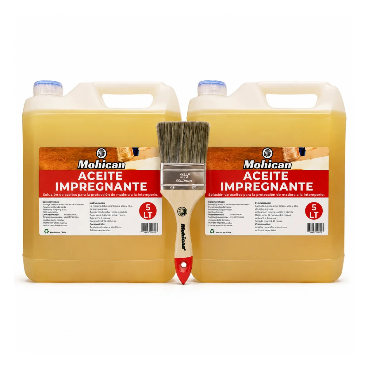 Kit 2 aceites impregnantes Mohican de 5 litros cada uno con brocha 2 1/2 pulgadas