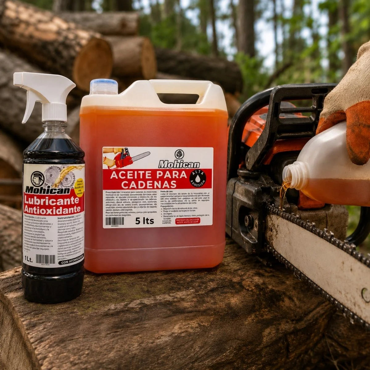 Kit aceite para cadena de motosierra Mohican 5 litros con lubricante antioxidante 1 litro