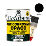 Kit anticorrosivo negro opaco Mohican 1 galón con brocha de cerda natural 2 1/2 pulgadas