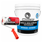 Kit látex al agua acrílico blanco Mohican 4 galones con rodillo mixto de 18 cm