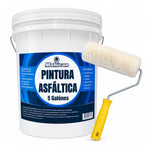 Kit pintura asfáltica impermeabilizante Mohican 5 galones con rodillo de polylana 18 cm