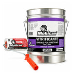 Kit vitrificante barniz poliuretano brillante 5 galones Mohican con rodillo de polylana 18 cm