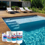 Kit limpieza Química Universal: Cloro Triple Acción, Decantador, Alguicida y Baja pH.