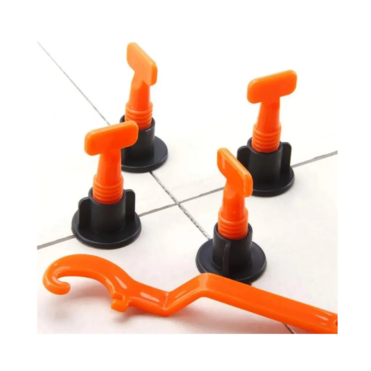 Kit de 50 niveladores de cerámica reutilizables marca Flovi con llave de ajuste, para baldosas de 3 a 16 mm.