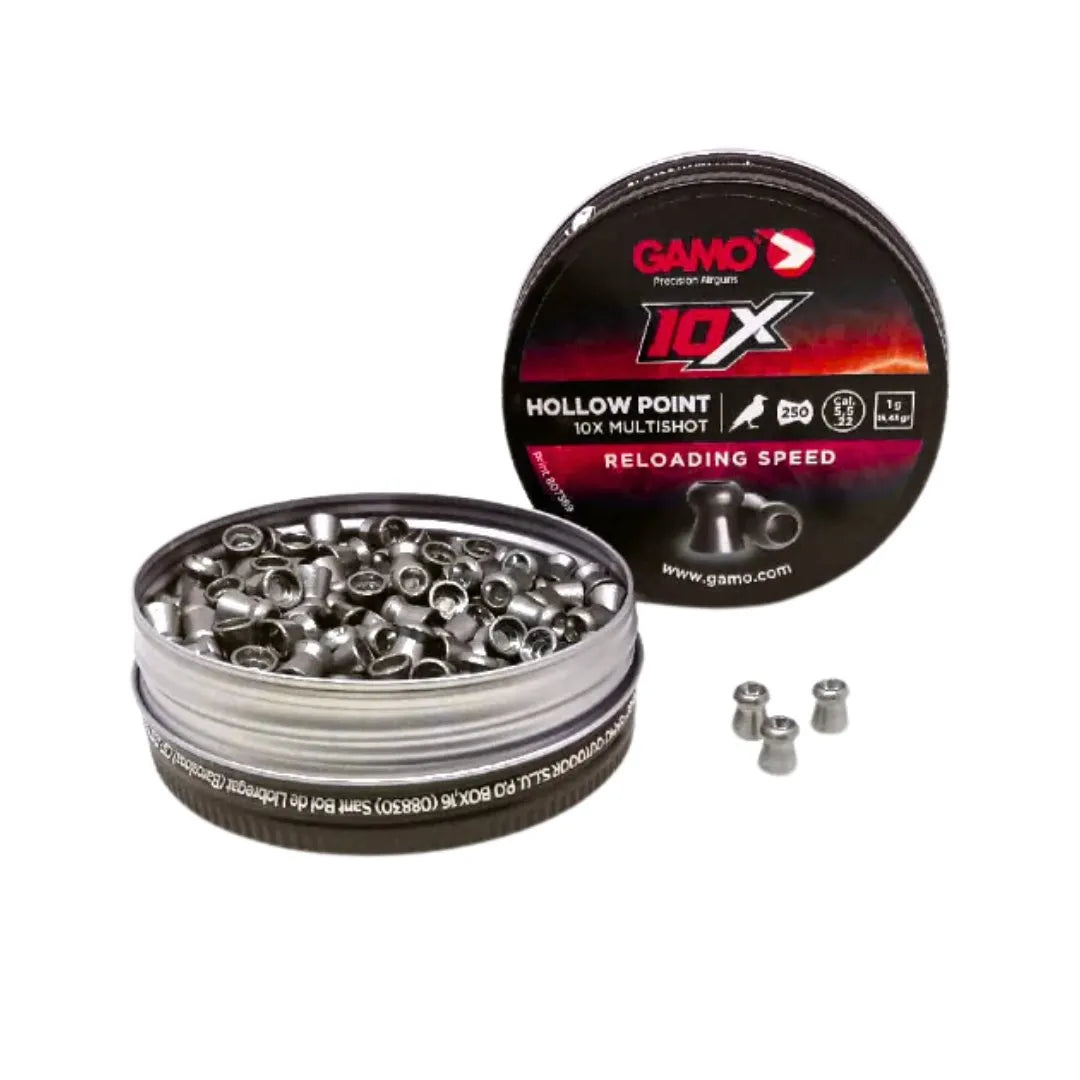 Postones Gamo Hollow 10x 5.5 mm Lata 250 unds - Precisión y Expansión para Aire Comprimido