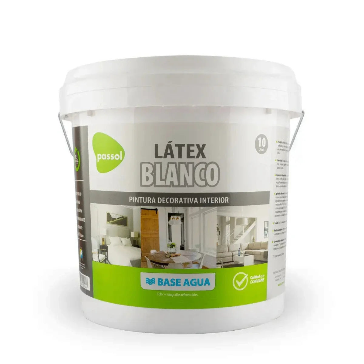 Pintura Látex Passol Aplauso Blanco de rápido secado con acción antihongo para concreto, yeso y albañilería.