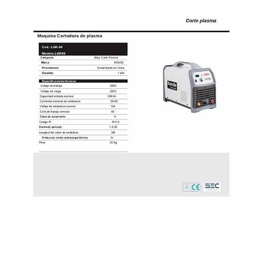 Cortadora de Plasma Industrial LGK-80 de 80 Amperios, para el corte profesional de metales en talleres de fabricación y construcción.