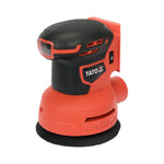 Lijadora orbital inalámbrica marca Yato 18V, modelo YT-82753, para discos de 125 mm y velocidad variable.
