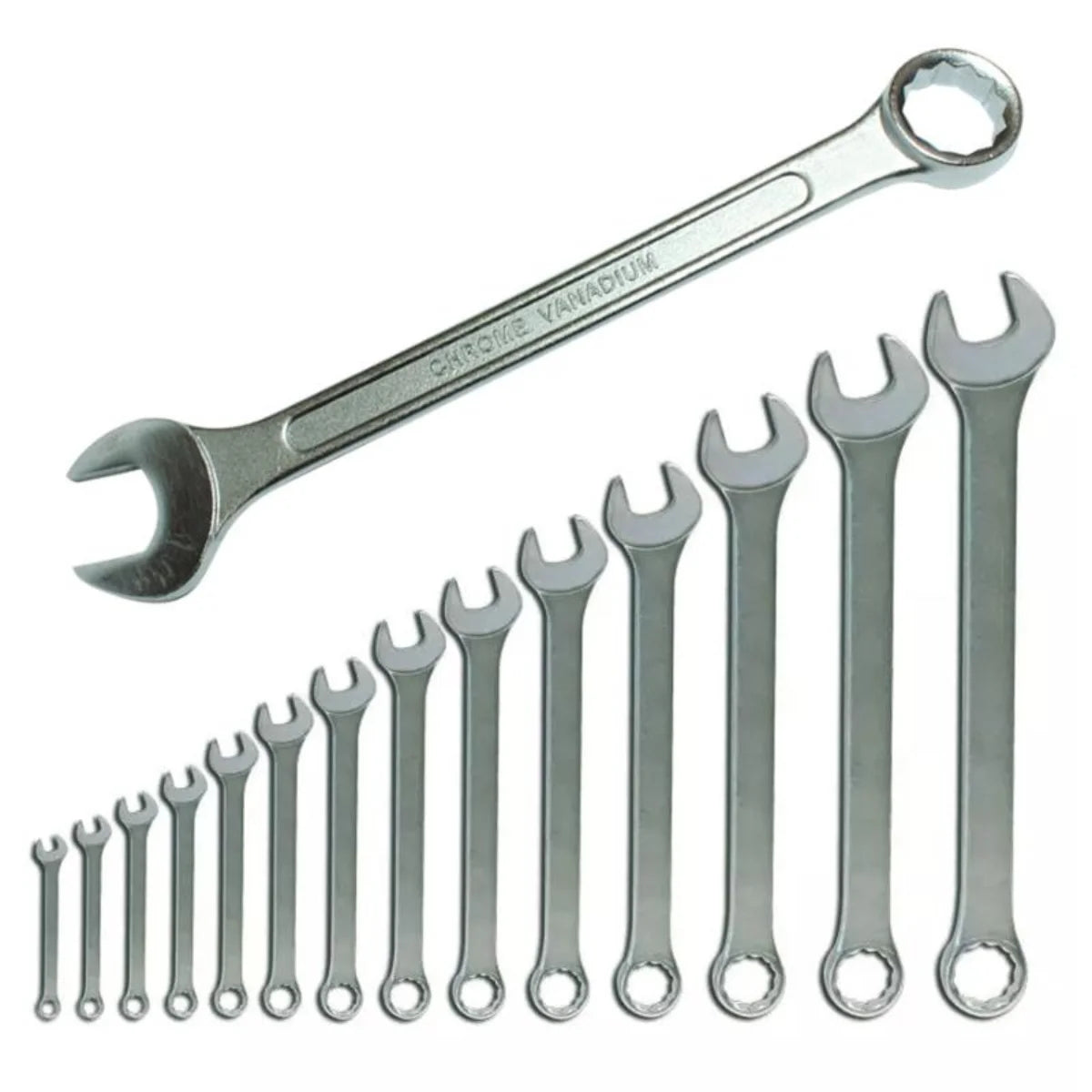 Llave combinada de Punta Corona de Acero Cromo Vanadio de la marca Ferretools.