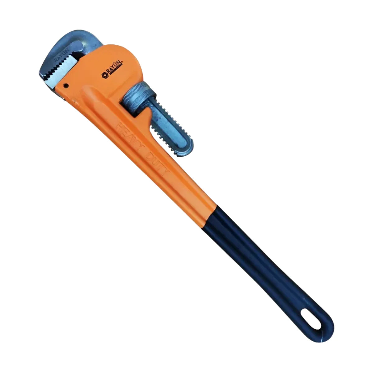 Llave Stilson Rayun disponible en varias medidas hasta 24 pulgadas, ideal para trabajos de fontanería pesada y apertura de tuberías hasta 95mm