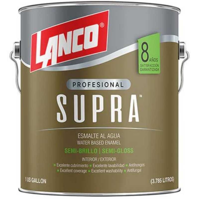 Esmalte al agua Lanco Supra semibrillo, pintura de rendimiento superior para madera, metal y paredes, ofrece un acabado durable y lavable con bajo olor.